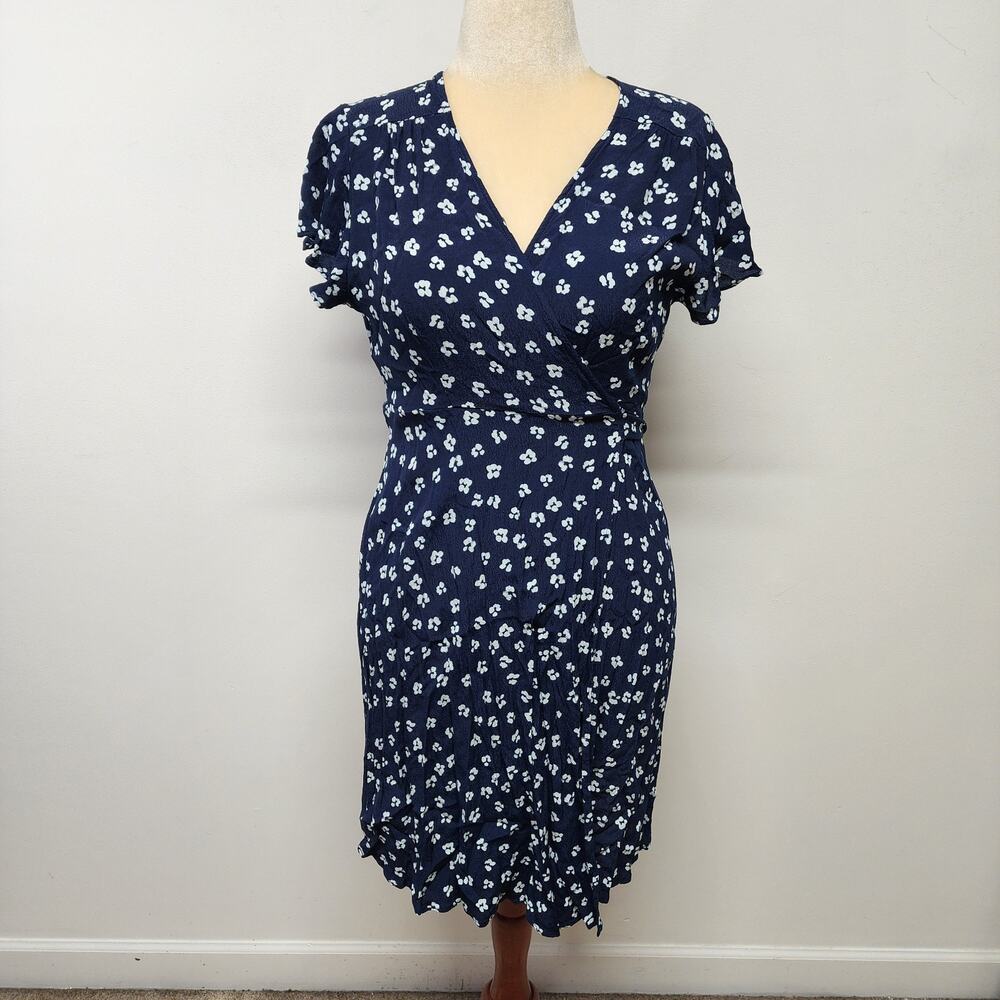 Seraphine Ditsy Floral Maternity Wrap Dress Womens 8 Blue Picnic Cottage Dainty